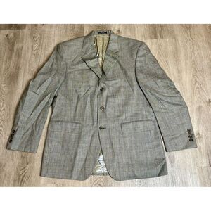 Ralph Ralph Lauren Blazer Mens 41R Windowpane Gray Silk Wool Blend Sport Coat